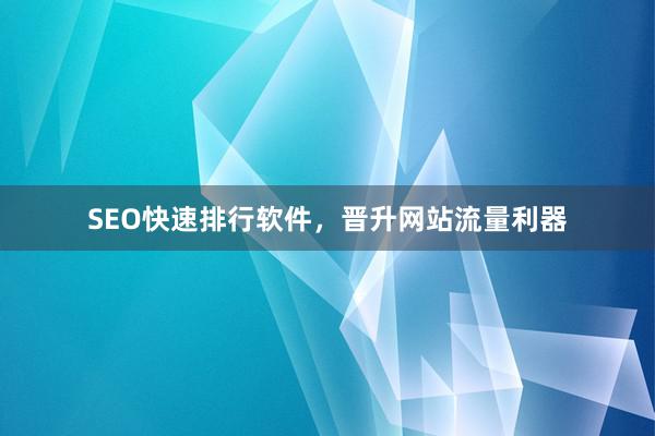 SEO快速排行软件，晋升网站流量利器